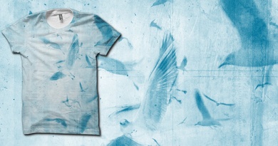 seagulls in cyan