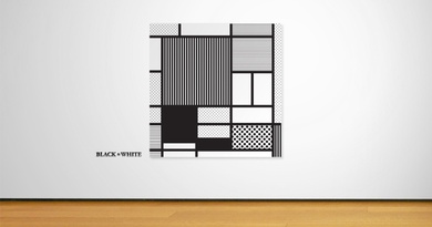 Composition with Black, Dots, Stripes and Black