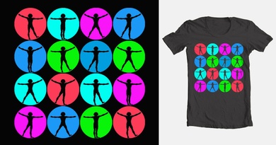 Sixteen Vitruvian men