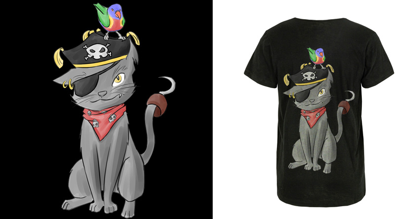 Pirate cat and Parrot