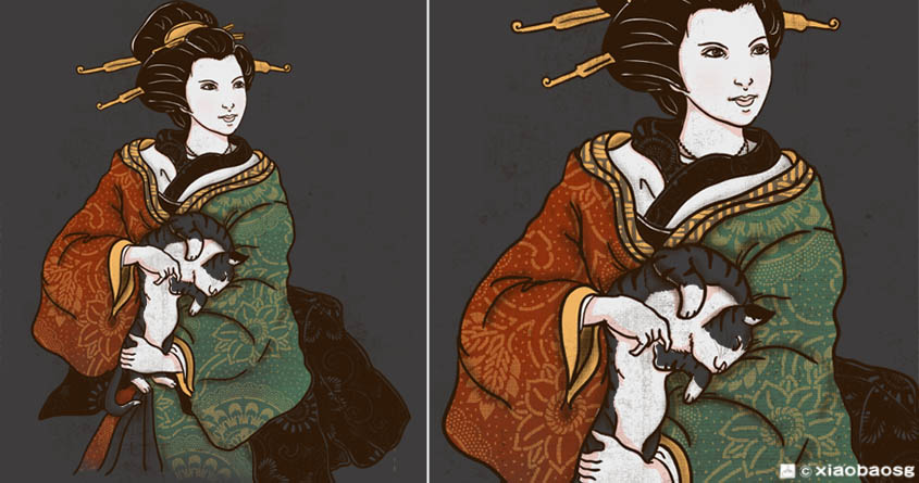 Geisha with a neko